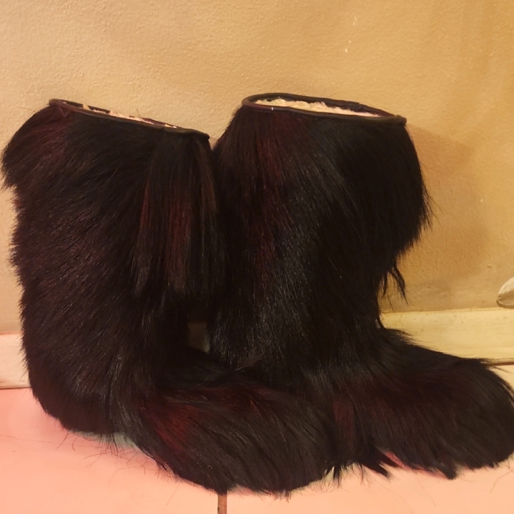 Black Winter Rain Boots with Faux Fur